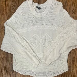 Wild Fable White Crew Neck Sweater with Textured Knit